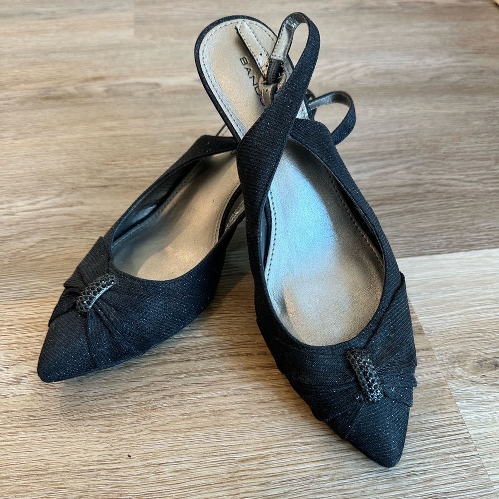 black glitter bandolino slingback heels